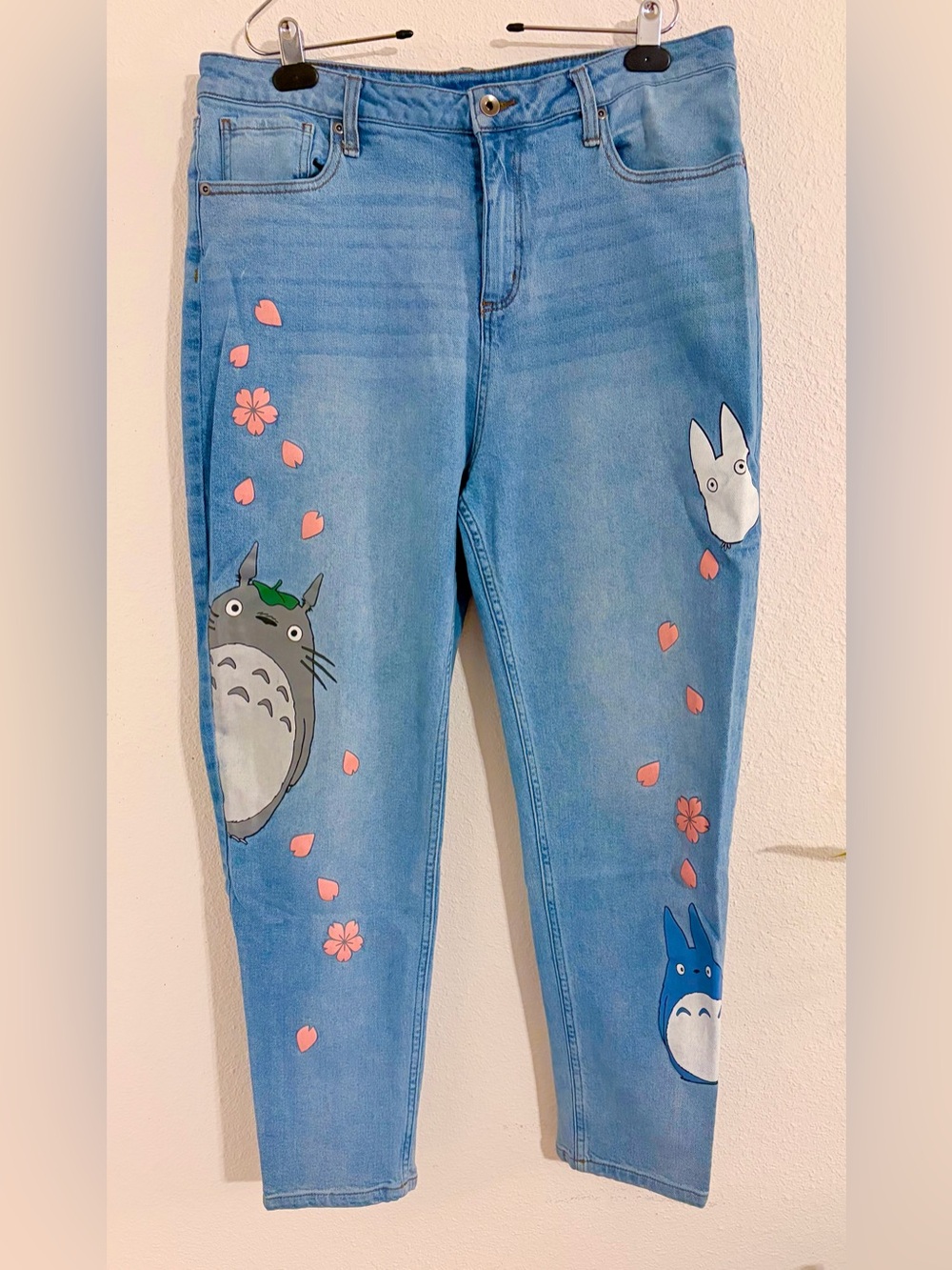 Studio Ghibli My Neighbor Totoro Sakura Mom Jeans with Pink Floral Accents